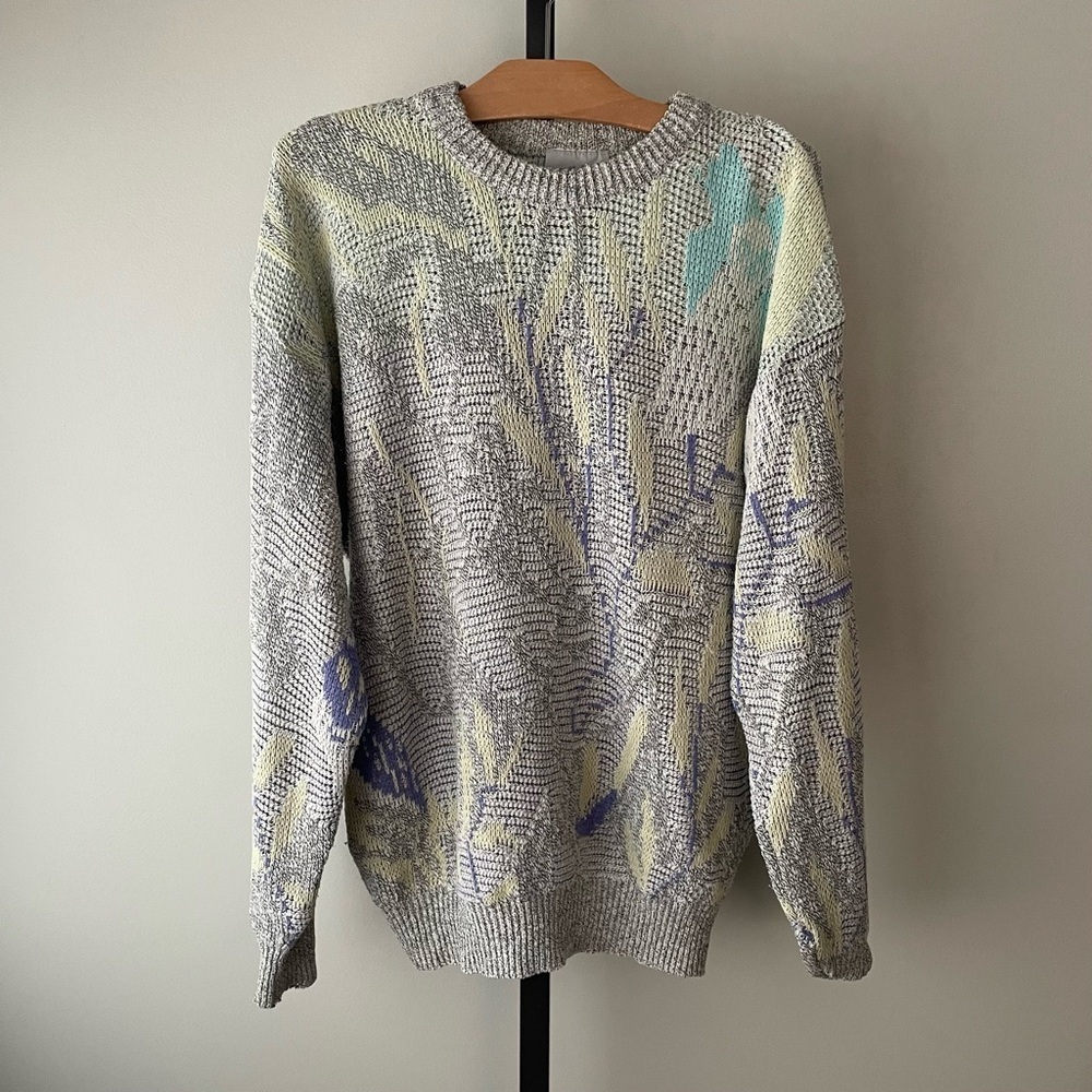 Vintage Bellissimo By Tip Top Tailors Knit Cosby Grandpa Sweater Dad Abstract
